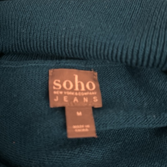 Beautiful Soho turquoise asymmetrical tunic sweater with cowl neck - Picture 5 of 5